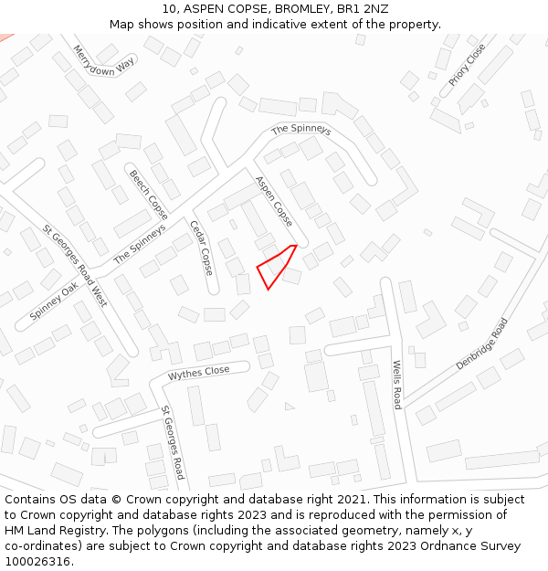 10, ASPEN COPSE, BROMLEY, BR1 2NZ: Location map and indicative extent of plot