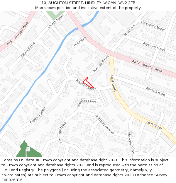 10, AUGHTON STREET, HINDLEY, WIGAN, WN2 3ER: Location map and indicative extent of plot