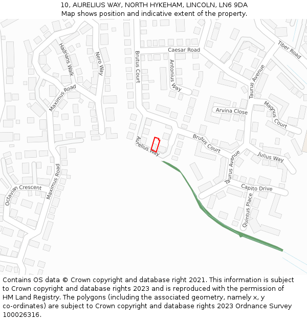 10, AURELIUS WAY, NORTH HYKEHAM, LINCOLN, LN6 9DA: Location map and indicative extent of plot