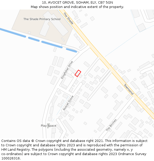 10, AVOCET GROVE, SOHAM, ELY, CB7 5GN: Location map and indicative extent of plot