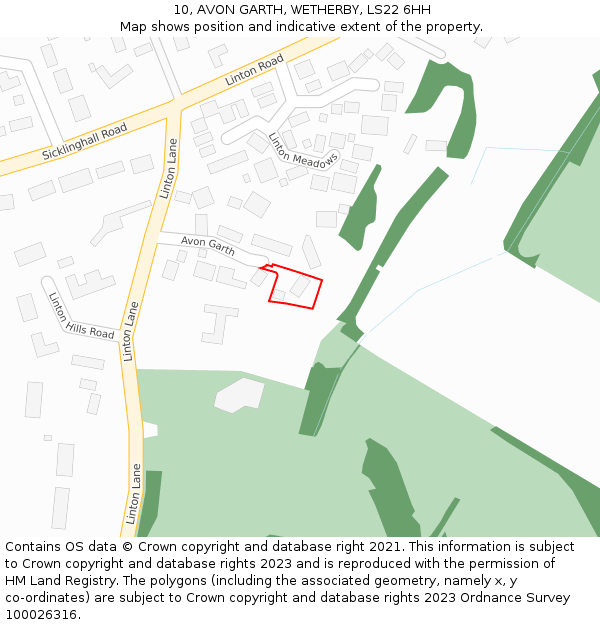 10, AVON GARTH, WETHERBY, LS22 6HH: Location map and indicative extent of plot