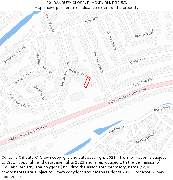 10, BANBURY CLOSE, BLACKBURN, BB2 5AY: Location map and indicative extent of plot
