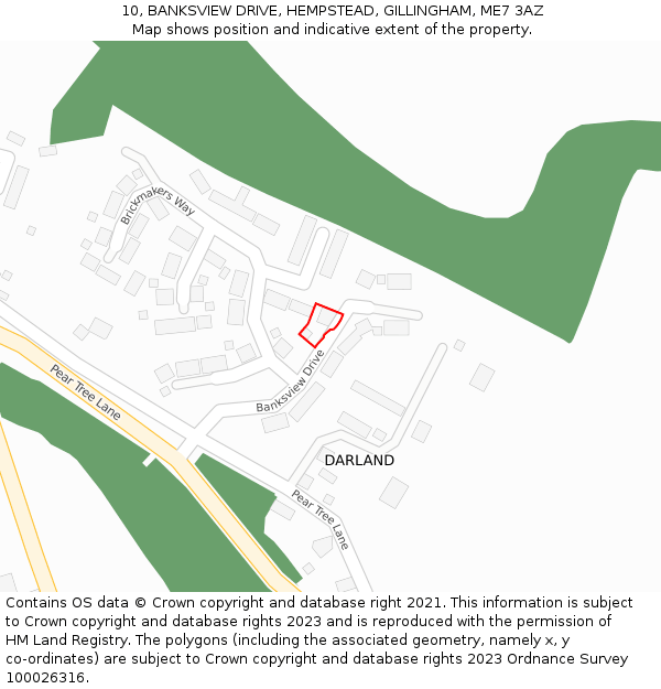 10, BANKSVIEW DRIVE, HEMPSTEAD, GILLINGHAM, ME7 3AZ: Location map and indicative extent of plot