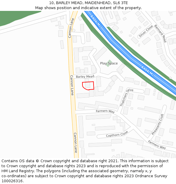 10, BARLEY MEAD, MAIDENHEAD, SL6 3TE: Location map and indicative extent of plot