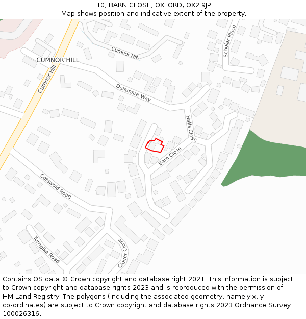 10, BARN CLOSE, OXFORD, OX2 9JP: Location map and indicative extent of plot