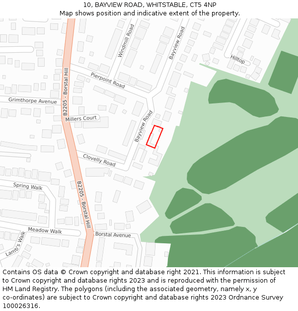 10, BAYVIEW ROAD, WHITSTABLE, CT5 4NP: Location map and indicative extent of plot