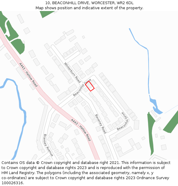 10, BEACONHILL DRIVE, WORCESTER, WR2 6DL: Location map and indicative extent of plot