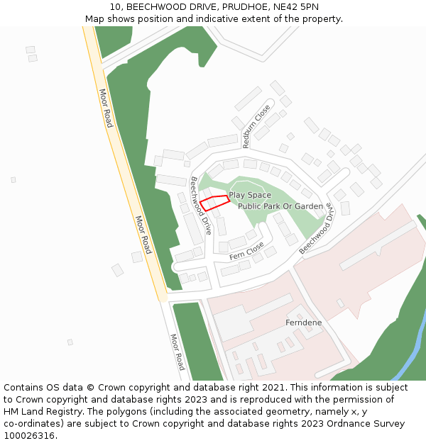 10, BEECHWOOD DRIVE, PRUDHOE, NE42 5PN: Location map and indicative extent of plot