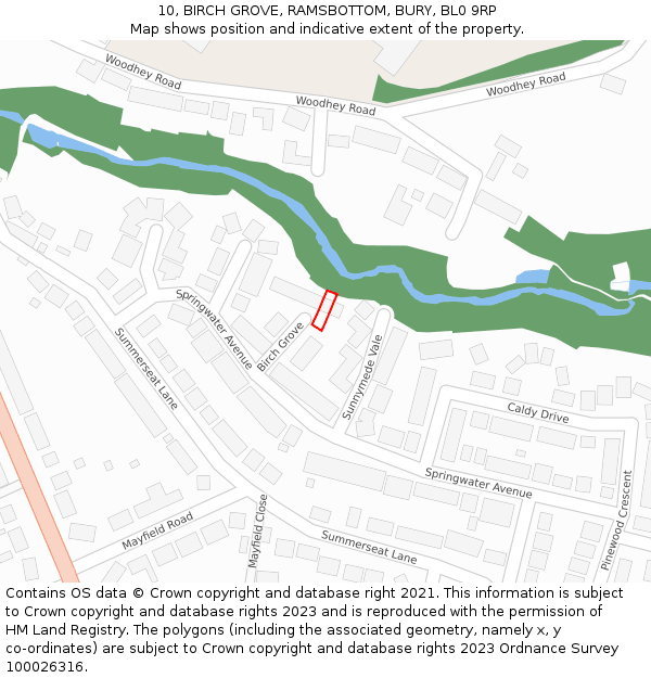 10, BIRCH GROVE, RAMSBOTTOM, BURY, BL0 9RP: Location map and indicative extent of plot
