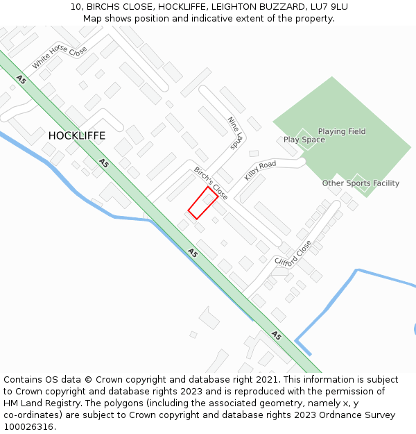 10, BIRCHS CLOSE, HOCKLIFFE, LEIGHTON BUZZARD, LU7 9LU: Location map and indicative extent of plot