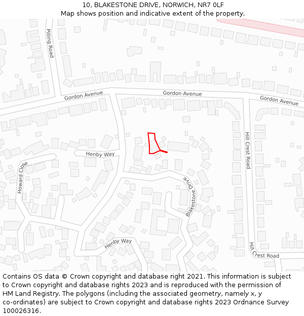 10, BLAKESTONE DRIVE, NORWICH, NR7 0LF: Location map and indicative extent of plot