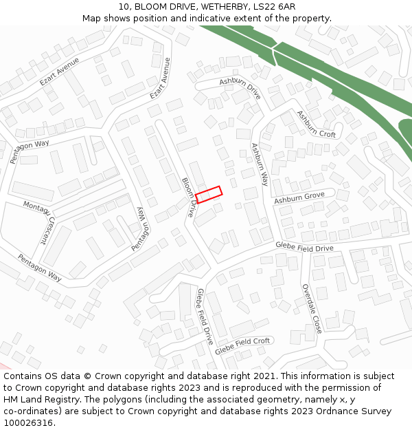 10, BLOOM DRIVE, WETHERBY, LS22 6AR: Location map and indicative extent of plot