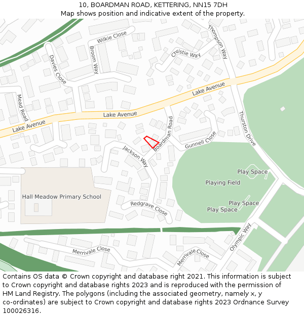 10, BOARDMAN ROAD, KETTERING, NN15 7DH: Location map and indicative extent of plot