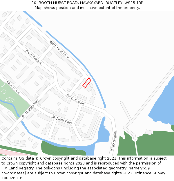 10, BOOTH HURST ROAD, HAWKSYARD, RUGELEY, WS15 1RP: Location map and indicative extent of plot