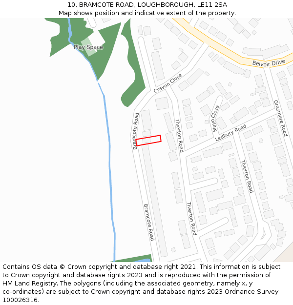 10, BRAMCOTE ROAD, LOUGHBOROUGH, LE11 2SA: Location map and indicative extent of plot