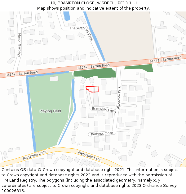 10, BRAMPTON CLOSE, WISBECH, PE13 1LU: Location map and indicative extent of plot