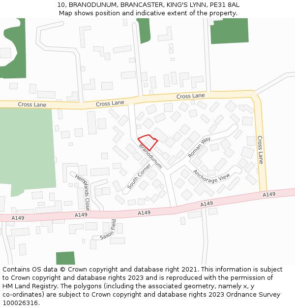 10, BRANODUNUM, BRANCASTER, KING'S LYNN, PE31 8AL: Location map and indicative extent of plot