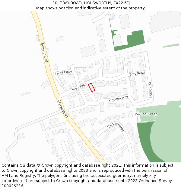 10, BRAY ROAD, HOLSWORTHY, EX22 6FJ: Location map and indicative extent of plot