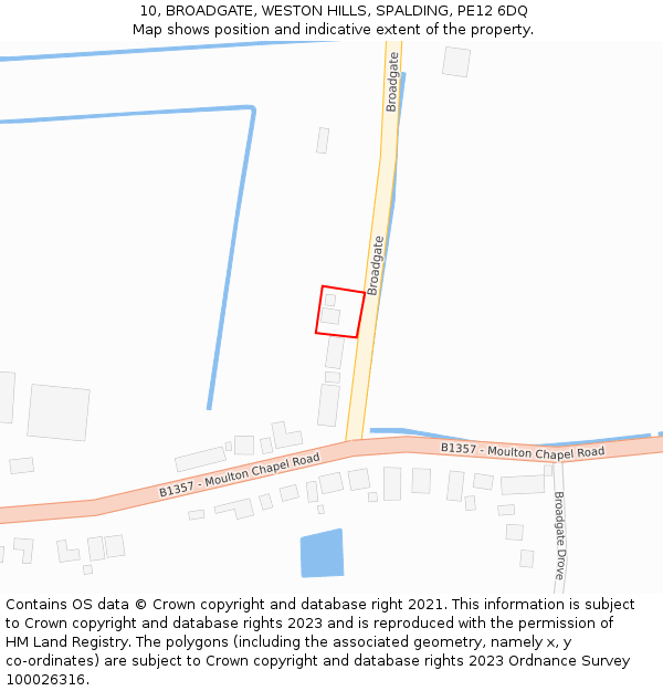10, BROADGATE, WESTON HILLS, SPALDING, PE12 6DQ: Location map and indicative extent of plot