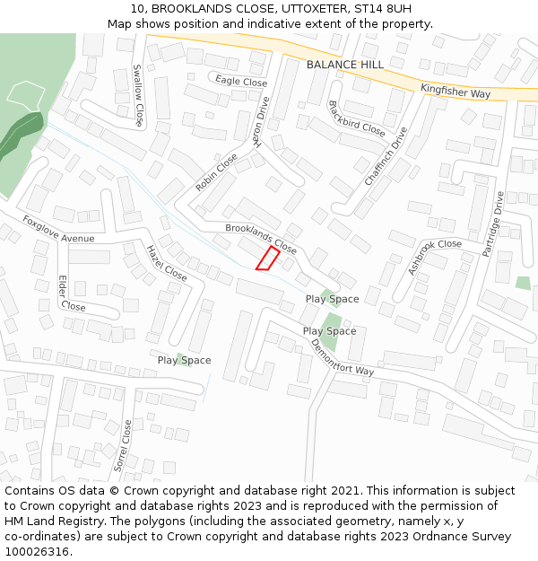 10, BROOKLANDS CLOSE, UTTOXETER, ST14 8UH: Location map and indicative extent of plot