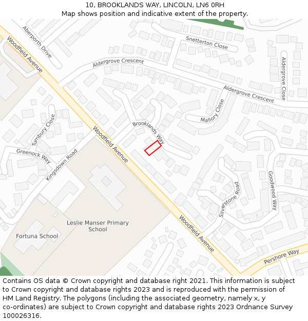 10, BROOKLANDS WAY, LINCOLN, LN6 0RH: Location map and indicative extent of plot