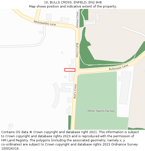 10, BULLS CROSS, ENFIELD, EN2 9HE: Location map and indicative extent of plot