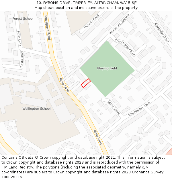 10, BYRONS DRIVE, TIMPERLEY, ALTRINCHAM, WA15 6JF: Location map and indicative extent of plot