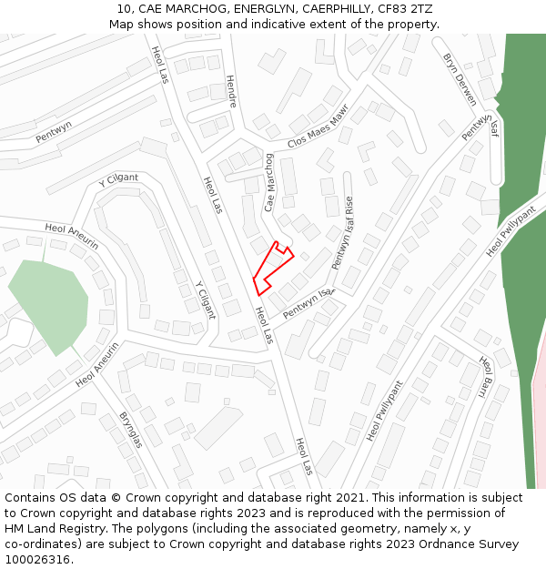 10, CAE MARCHOG, ENERGLYN, CAERPHILLY, CF83 2TZ: Location map and indicative extent of plot