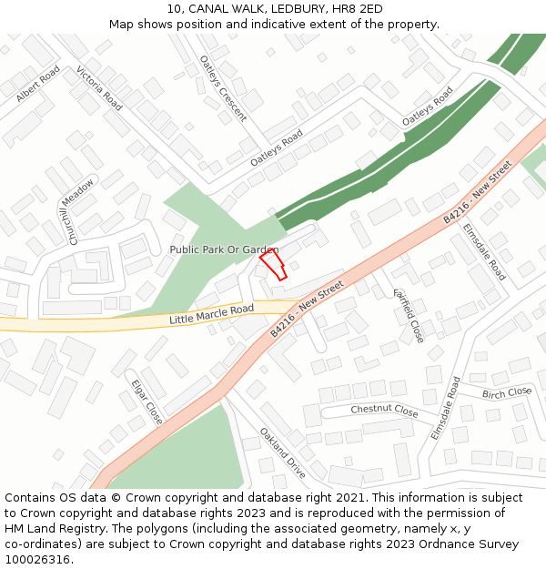 10, CANAL WALK, LEDBURY, HR8 2ED: Location map and indicative extent of plot