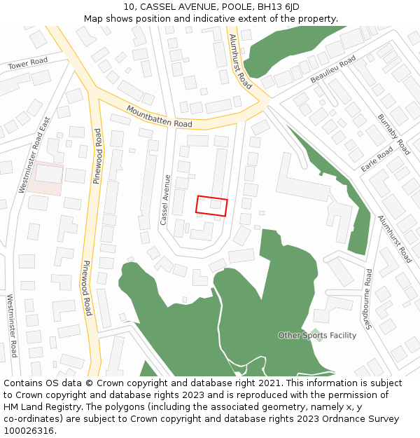 10, CASSEL AVENUE, POOLE, BH13 6JD: Location map and indicative extent of plot