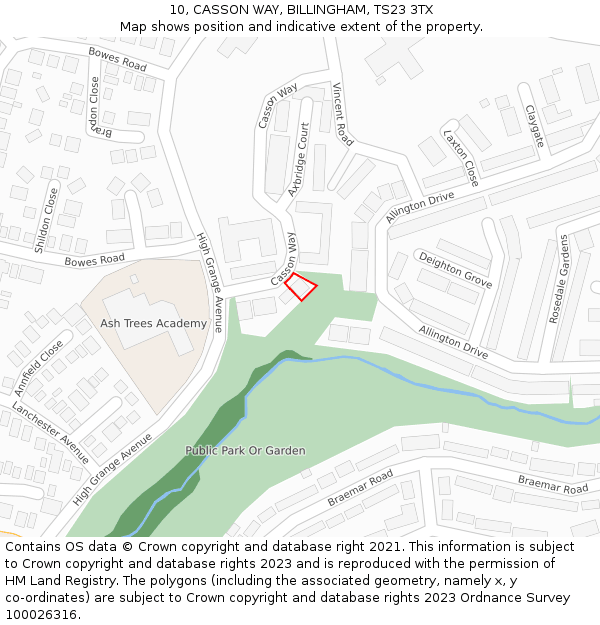 10, CASSON WAY, BILLINGHAM, TS23 3TX: Location map and indicative extent of plot