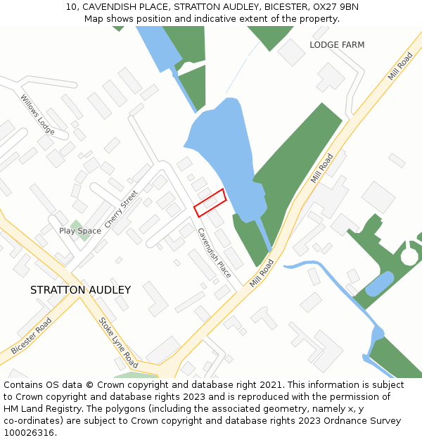 10, CAVENDISH PLACE, STRATTON AUDLEY, BICESTER, OX27 9BN: Location map and indicative extent of plot