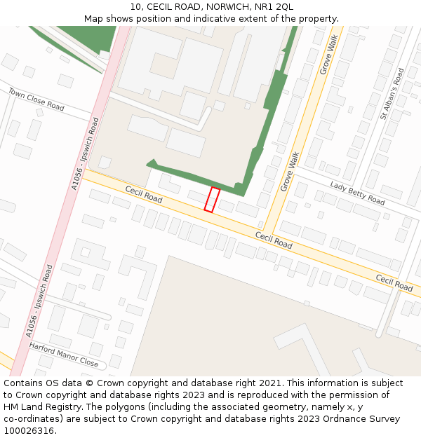 10, CECIL ROAD, NORWICH, NR1 2QL: Location map and indicative extent of plot