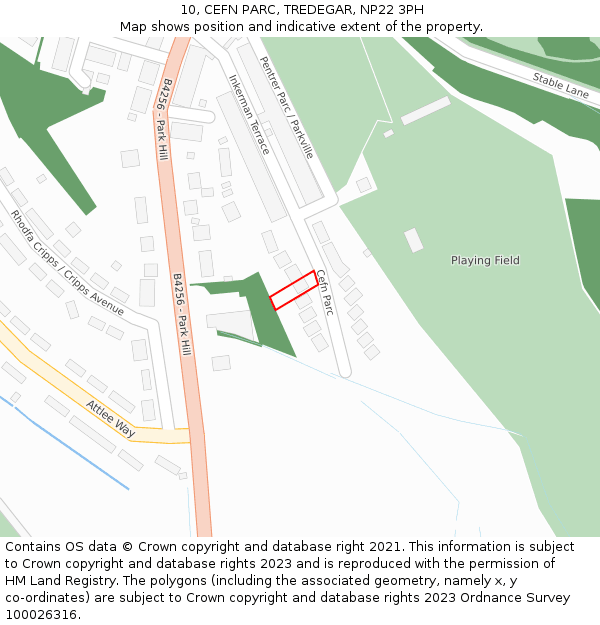 10, CEFN PARC, TREDEGAR, NP22 3PH: Location map and indicative extent of plot