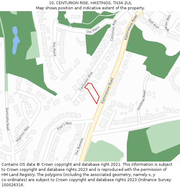 10, CENTURION RISE, HASTINGS, TN34 2UL: Location map and indicative extent of plot