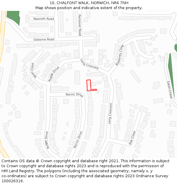 10, CHALFONT WALK, NORWICH, NR4 7NH: Location map and indicative extent of plot