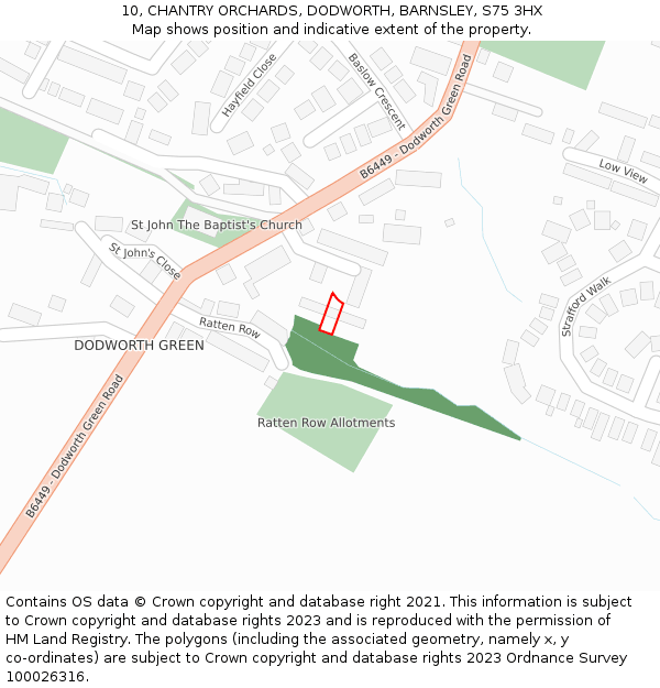 10, CHANTRY ORCHARDS, DODWORTH, BARNSLEY, S75 3HX: Location map and indicative extent of plot
