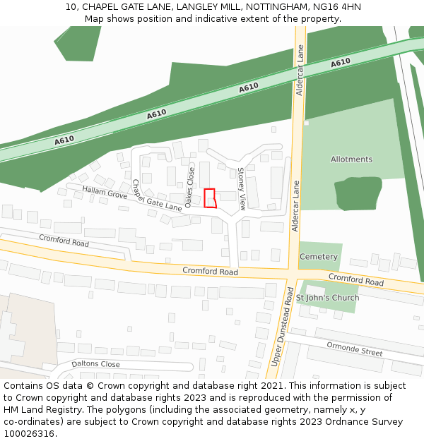 10, CHAPEL GATE LANE, LANGLEY MILL, NOTTINGHAM, NG16 4HN: Location map and indicative extent of plot