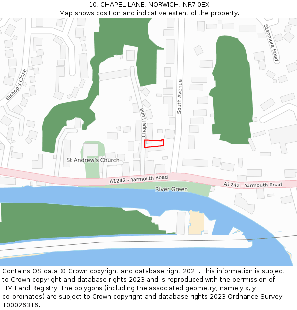 10, CHAPEL LANE, NORWICH, NR7 0EX: Location map and indicative extent of plot