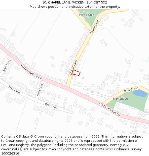10, CHAPEL LANE, WICKEN, ELY, CB7 5XZ: Location map and indicative extent of plot