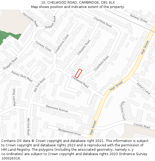 10, CHELWOOD ROAD, CAMBRIDGE, CB1 9LX: Location map and indicative extent of plot