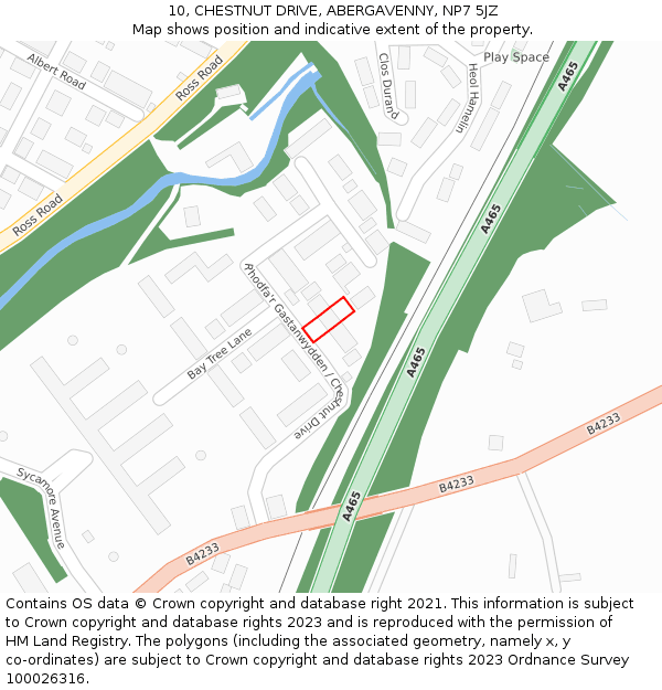 10, CHESTNUT DRIVE, ABERGAVENNY, NP7 5JZ: Location map and indicative extent of plot