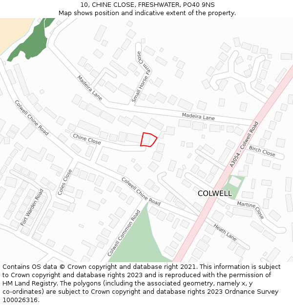10, CHINE CLOSE, FRESHWATER, PO40 9NS: Location map and indicative extent of plot