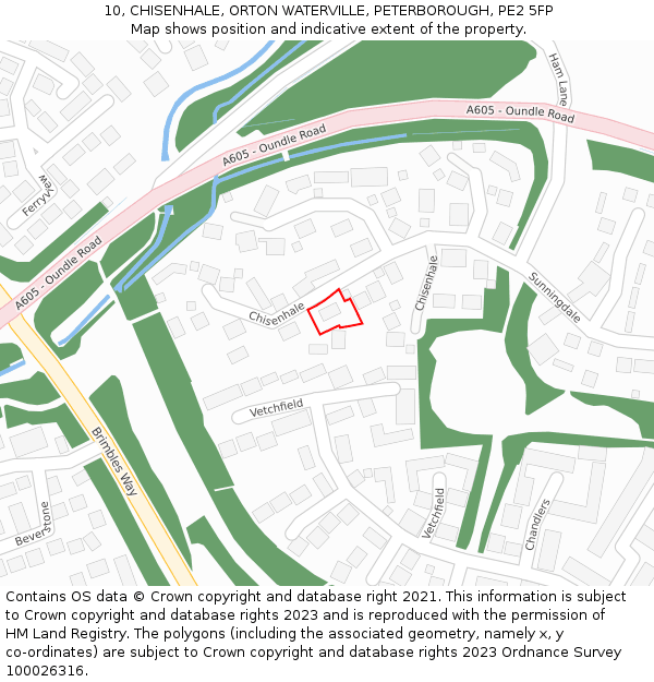 10, CHISENHALE, ORTON WATERVILLE, PETERBOROUGH, PE2 5FP: Location map and indicative extent of plot