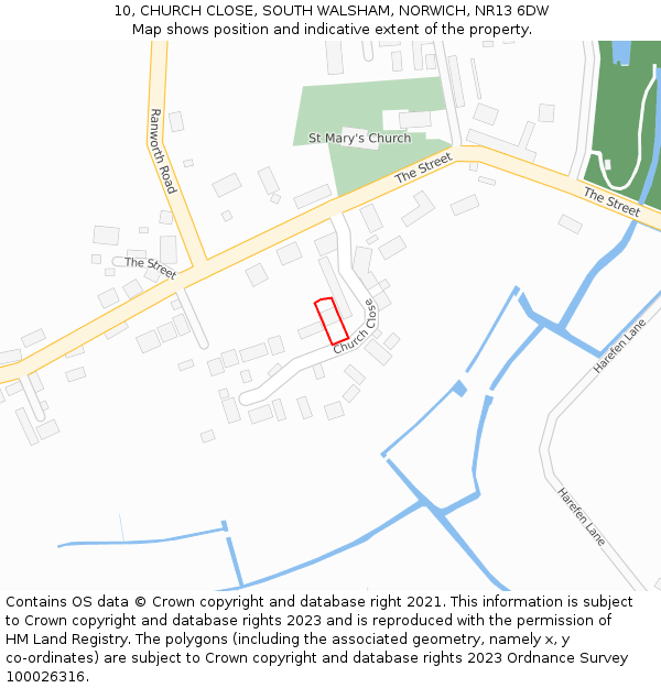 10, CHURCH CLOSE, SOUTH WALSHAM, NORWICH, NR13 6DW: Location map and indicative extent of plot