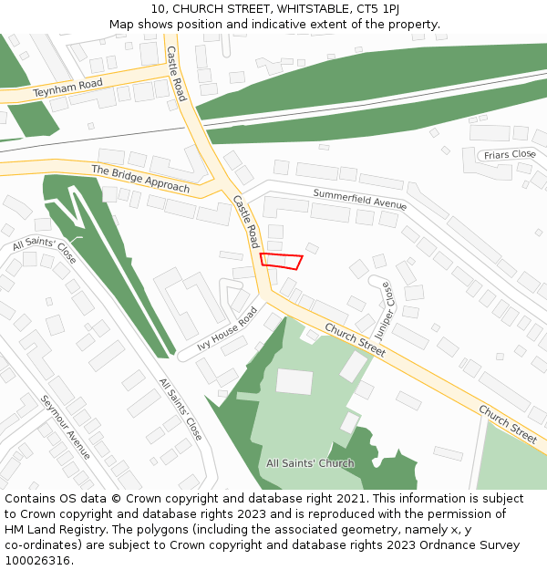 10, CHURCH STREET, WHITSTABLE, CT5 1PJ: Location map and indicative extent of plot