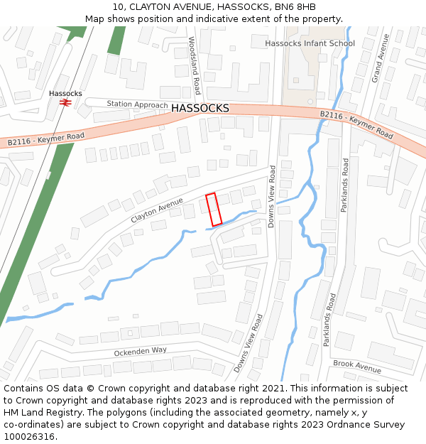 10, CLAYTON AVENUE, HASSOCKS, BN6 8HB: Location map and indicative extent of plot