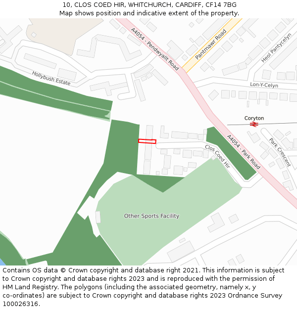 10, CLOS COED HIR, WHITCHURCH, CARDIFF, CF14 7BG: Location map and indicative extent of plot