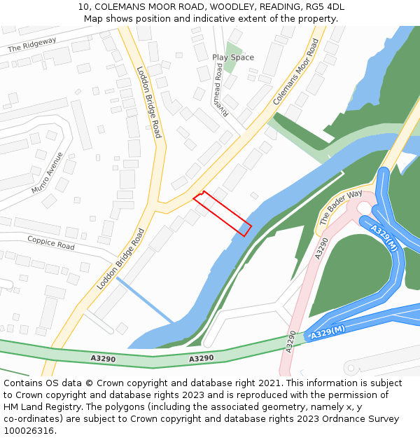 10, COLEMANS MOOR ROAD, WOODLEY, READING, RG5 4DL: Location map and indicative extent of plot