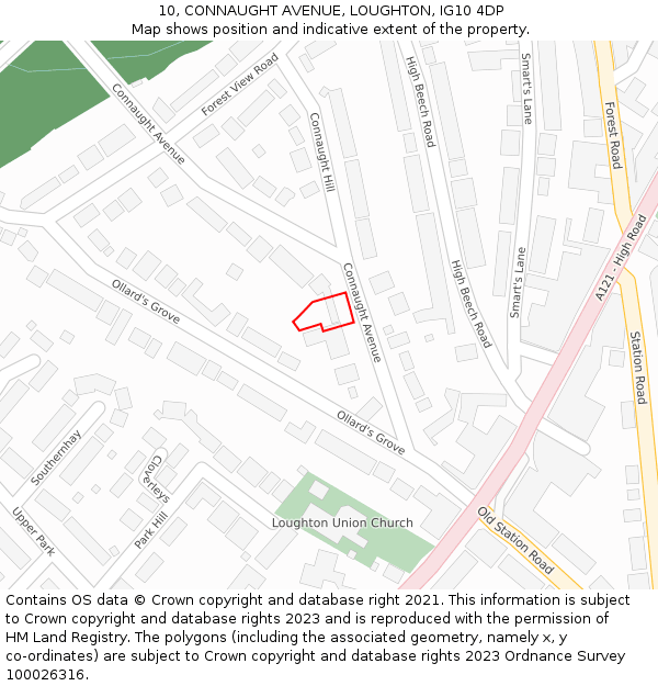 10, CONNAUGHT AVENUE, LOUGHTON, IG10 4DP: Location map and indicative extent of plot